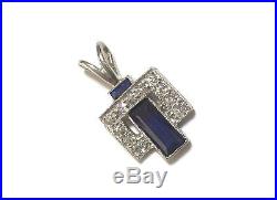 Platinum Art Deco Diamond and Sapphire Pendant Necklace