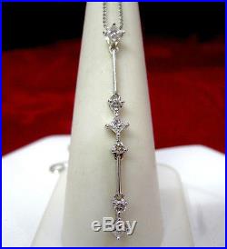 Platinum Pt950 Drop Art Deco Vertical 0.5ctw Diamonds Pendant Necklace