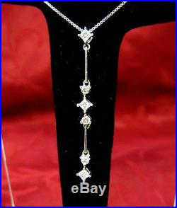 Platinum Pt950 Drop Art Deco Vertical 0.5ctw Diamonds Pendant Necklace