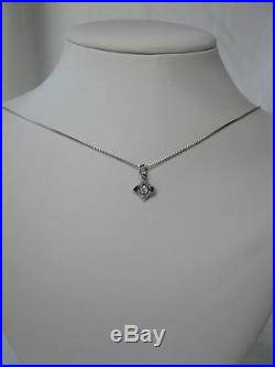 Platinum Sapphire Diamond Pendant Art Deco Necklace Edwardian Wedding