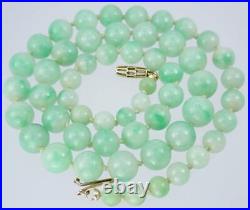 Pretty Antique Art Deco 14K Gold GIA Certified Jadeite Jade Bead Necklace 18.5'