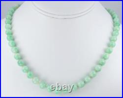 Pretty Antique Art Deco 14K Gold GIA Certified Jadeite Jade Bead Necklace 18.5'