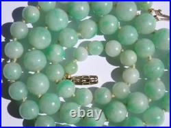 Pretty Antique Art Deco 14K Gold GIA Certified Jadeite Jade Bead Necklace 18.5'