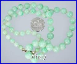 Pretty Antique Art Deco 14K Gold GIA Certified Jadeite Jade Bead Necklace 18.5'