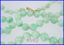 Pretty Antique Art Deco 14K Gold GIA Certified Jadeite Jade Bead Necklace 18.5'