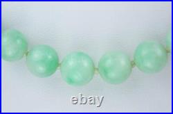 Pretty Antique Art Deco 14K Gold GIA Certified Jadeite Jade Bead Necklace 18.5'