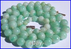 Pretty Antique Art Deco 14K Gold GIA Certified Jadeite Jade Bead Necklace 18.5'