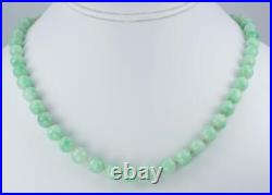 Pretty Antique Art Deco 14K Gold GIA Certified Jadeite Jade Bead Necklace 18.5'