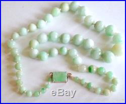 Professionally tested Art Deco 14k gold Chinese Jadeite round beads Necklace