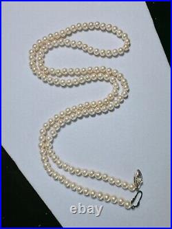 Quality Art Deco Cultured Pearl & Sterling Necklace, Silver Clasp 1910-1940