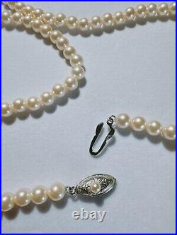 Quality Art Deco Cultured Pearl & Sterling Necklace, Silver Clasp 1910-1940