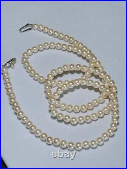 Quality Art Deco Cultured Pearl & Sterling Necklace, Silver Clasp 1910-1940