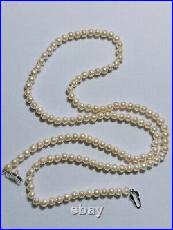 Quality Art Deco Cultured Pearl & Sterling Necklace, Silver Clasp 1910-1940