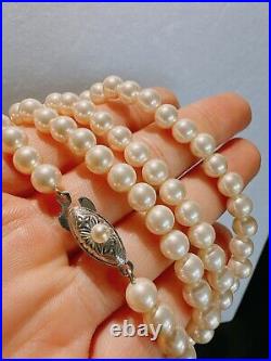 Quality Art Deco Cultured Pearl & Sterling Necklace, Silver Clasp 1910-1940