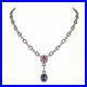 Queen Pink & Light Blue Sapphire With White CZ Chain Link Art Deco Fine Necklace