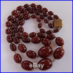 Rare Antique Art Deco Cherry Amber Bakelite Bead Necklace