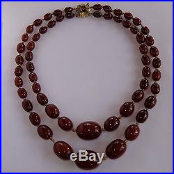 Rare Antique Art Deco Cherry Amber Bakelite Bead Necklace