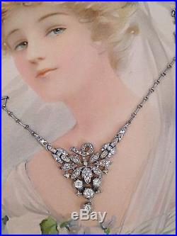 RARE TRIFARI SIGNED Art Deco Necklace GORGEOUS Pendant with Crystal Dangle