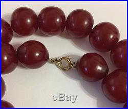 Rare Vintage Art Deco Cherry Amber Bead Bakelite Necklace