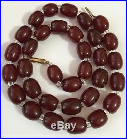 Rare Vintage Art Deco Cherry Amber Bead Bakelite Necklace Antique 49.7 Grams