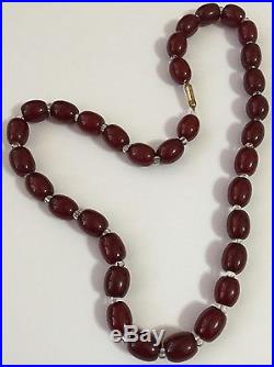 Rare Vintage Art Deco Cherry Amber Bead Bakelite Necklace Antique 49.7 Grams