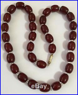 Rare Vintage Art Deco Cherry Amber Bead Bakelite Necklace Antique 49.7 Grams