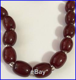 Rare Vintage Art Deco Cherry Amber Bead Bakelite Necklace Antique 49.7 Grams