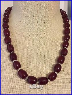 Rare Vintage Art Deco Cherry Amber Bead Bakelite Necklace Antique 49.7 Grams