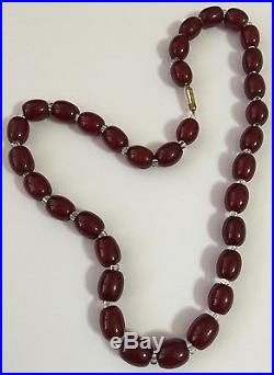 Rare Vintage Art Deco Cherry Amber Bead Bakelite Necklace Antique 49.7 Grams