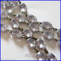 Rare Vintage Art Deco Sterling Silver Open Back Set Alexandrite Glass Necklace