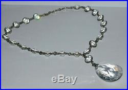 Rare, Antique 1920's Art Deco Bezel Set Rock Crystal Riviere Necklace Pendant