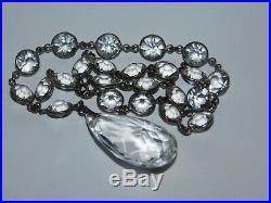 Rare, Antique 1920's Art Deco Bezel Set Rock Crystal Riviere Necklace Pendant