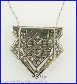 Rare Antique Art Deco 9+ Carats Diamonds Platinum Pendant Necklace, Clip, Brooch