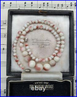 Rare Antique Art Deco Uranium Angel Skin Coral Glass Beads Necklace Rethreaded