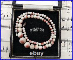 Rare Antique Art Deco Uranium Angel Skin Coral Glass Beads Necklace Rethreaded