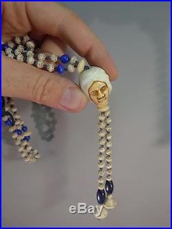 Rare Max Neiger Turban Head Art Deco Glass Flapper Necklace Beads Czech