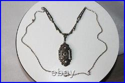 Rare Ornate Art Deco Sterling Silver Marcasite Necklace Germany 16.5