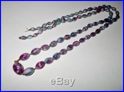Rare Superb Vintage Art Deco Czech Rainbow Satin Glass Bead Necklace Easy Repair