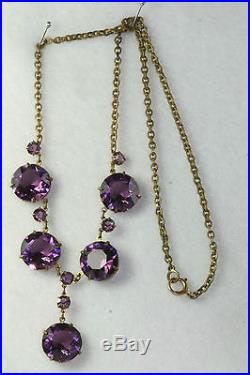 Rare Vintage Antique Art Deco Czech Purple Dangling Glass Necklace