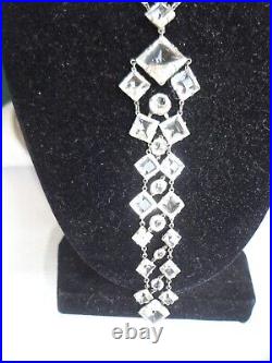 Rare Vintage Art Deco Germany Open Back Bezel Crystal Back Front Decor Necklace