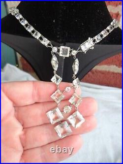 Rare Vintage Art Deco Germany Open Back Bezel Crystal Back Front Decor Necklace
