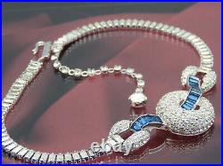 Rare Vintage JOMAZ Art Deco Look Sapphire & Pave Crystal RS Necklace & Bracelet