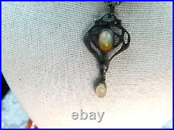 Rare Vintage Opals Sterling necklace Arts & Crafts Art Deco