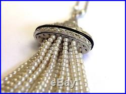 RareAntique Art Deco Flapper Platinum Diamond and Seed Pearl Tassel Necklace