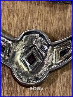 (Repair) Vintage Art Deco Sterling Silver 925 Garnet Marcasite Onyx Necklace