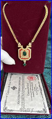 Retired Camrose & Kross JBK Emerald Briolette Art Deco Necklace New in Box