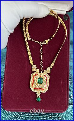 Retired Camrose & Kross JBK Emerald Briolette Art Deco Necklace New in Box