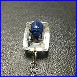 Rock Crystal Insect Beetle STERLING SILVER Art Deco Lapis Lazuli Necklace 20