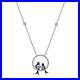 Round Art Deco Love Birds Chain Necklace 925 Sterling Silver Authentic Jewelry