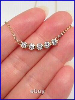 Round Cut Lab Created Diamond Bezel Wedding 14Ct Yellow Gold Filled Gift Pendant